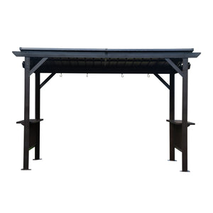 English Elm 6.5x12FT Hardtop Grill Gazebo – Sloped Galvanized Steel Roof, Sturdy Steel Frame, Dual Shelves & Hooks Gray W1859S00117
