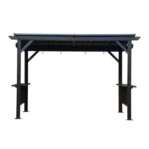 English Elm 6.5x12FT Hardtop Grill Gazebo – Sloped Galvanized Steel Roof, Sturdy Steel Frame, Dual Shelves & Hooks Gray W1859S00117