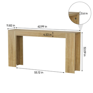 English Elm 62.99-inch Farmhouse Console Table Slim Entryway Sofa Accent with Rustic Wood Finish Oak W1706P399676