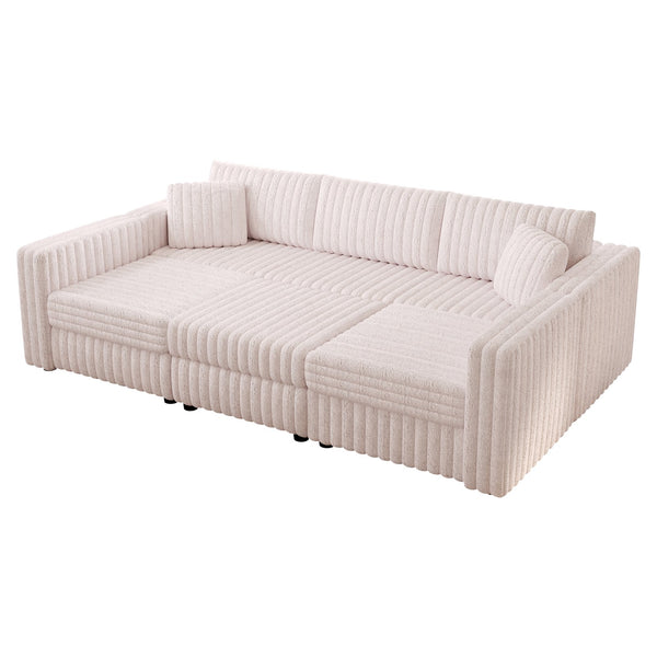English Elm 106.3" Soft U-Shaped Modular Sofa With Hydraulic Lift Ottoman - Cozy, Stylish & Perfect For Any Space W1767S00022