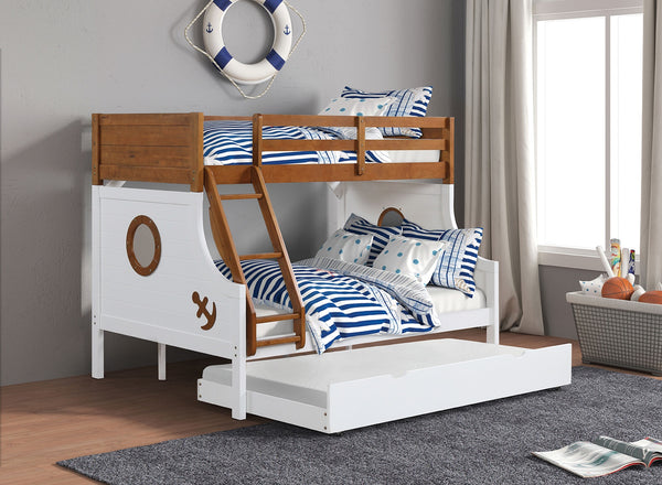 English Elm Modern Twin Over Full Bunk Bed With Angled Ladder, Safety Rails & Stylish Two-Tone Finish For Kids B2741S00487