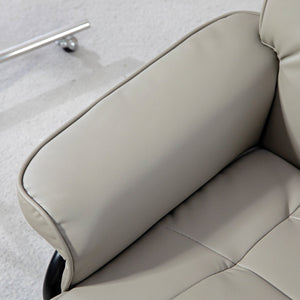 English Elm HOMCOM PU Leather Recliner with Ottoman — Swivel High Back Armchair, 135° Adjustable, Plush Padding Gray W2225P217431