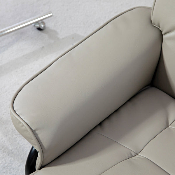 English Elm HOMCOM PU Leather Recliner with Ottoman — Swivel High Back Armchair, 135° Adjustable, Plush Padding Gray W2225P217431