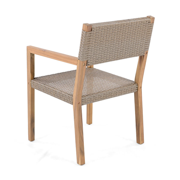 English Elm Christopher Knight Home® - Outdoor Dining Chairs Set of 2 with Acacia Wood Frame & PE Wicker, 400lb Capacity, Modern Patio Style N779P251251L