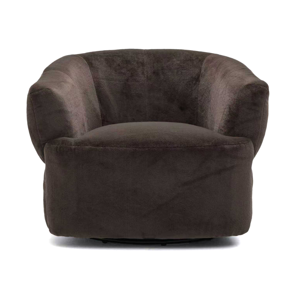 English Elm Plush Barrel Swivel Accent Chair Velvet Upholstered 360 Degree Base Living Room Black,Dark Brown N776P403621M