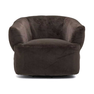 English Elm Plush Barrel Swivel Accent Chair Velvet Upholstered 360 Degree Base Living Room Black,Dark Brown N776P403621M