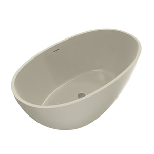 English Elm 55 Inch Solid Surface Freestanding Soaking Tub Matte Beige Spa Style Bathtub W1613P371990
