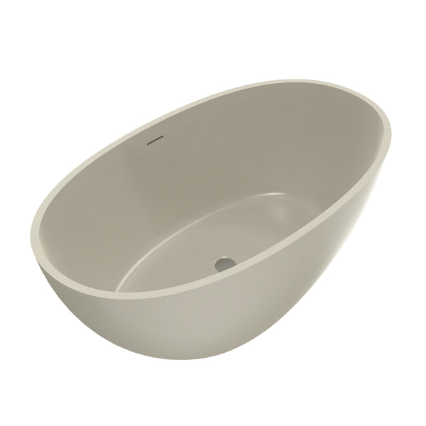 English Elm 55 Inch Solid Surface Freestanding Soaking Tub Matte Beige Spa Style Bathtub W1613P371990