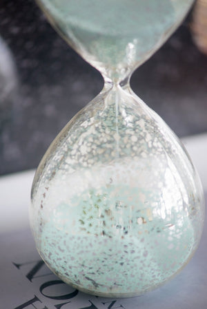 English Elm Set Of 2 Peleus Modern Hourglasses - 30-Minute Timers With Silvered Glass & Jade Sand Decor W2078P278417-GIGA