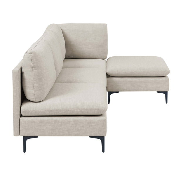 English Elm Linen Upholstered Modular Sectional Sofa with Black Metal Legs for Modern Living Almond B2748S00095