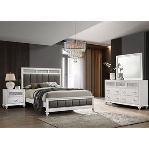 English Elm Randall Modern 4-Piece Queen Bedroom Set With Glamorous White Finish, Crystal Pulls & Ample Storage B062S01291-GIGA
