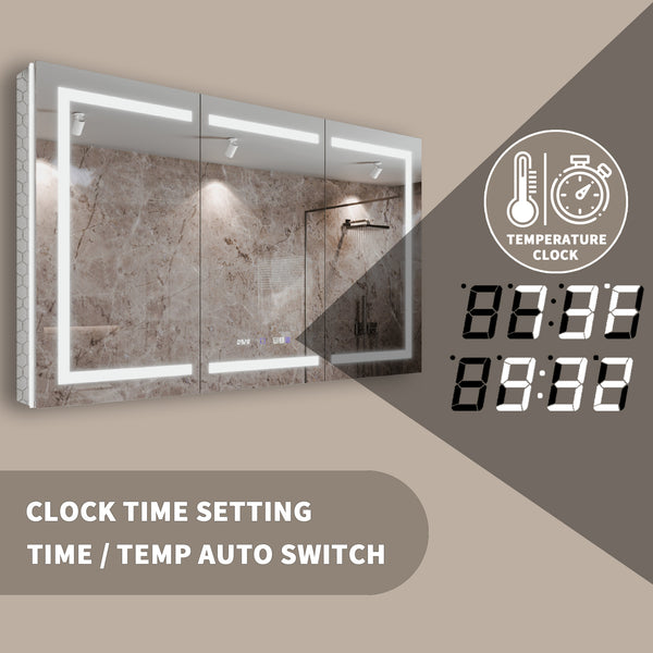 English Elm Smart Led Medicine Cabinet with Dual Lighting Anti-fog Dimming and Built-in Power Outlet W637P148115