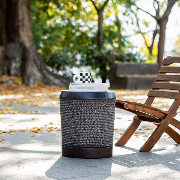 English Elm Outdoor Mgo Speckled Pedestal Side Table Retro Bohemian Accent for Patio or Living Room N765P382584B