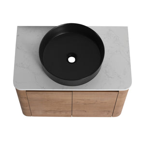 English Elm 42'' Wall-Mounted Bathroom Vanity With Ceramic Sink, Soft-Close Doors & Ample Storage For Modern Homes W999S00413