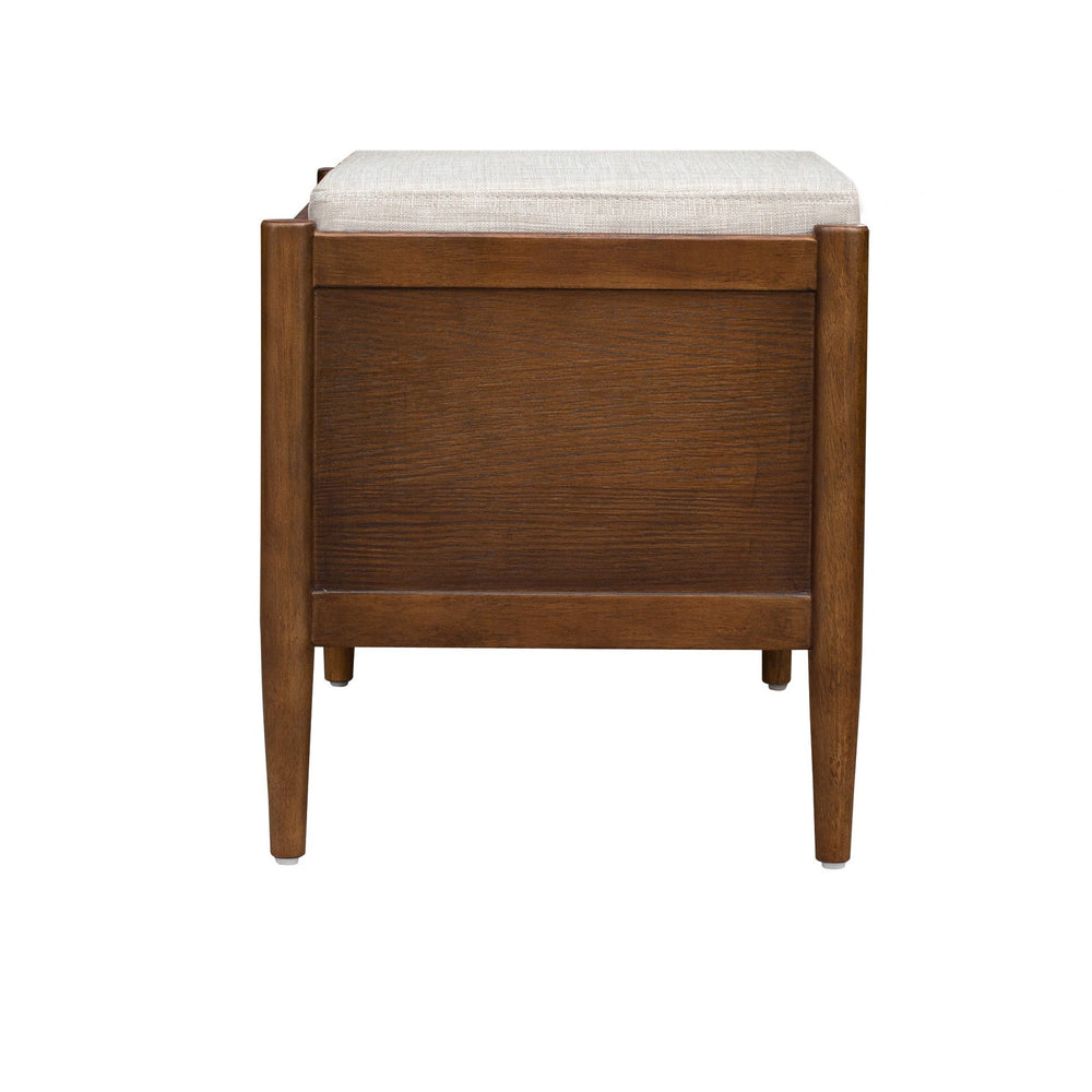 JLA Home INK+IVY - Accent Mid-Century Storage Bench with Upholstered Cushion, Walnut Finish, Concealed Compartment & Seat II105-0546