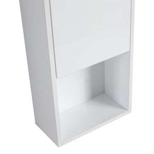 English Elm 12" Modern Bathroom Wall Cabinet With Soft-Close Doors, Space-Saving Float Mount, Glossy White Finish W999P312077
