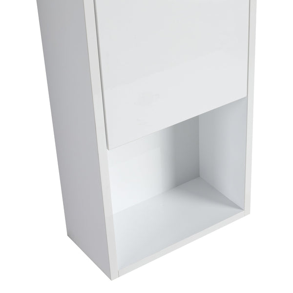 English Elm 12" Modern Bathroom Wall Cabinet With Soft-Close Doors, Space-Saving Float Mount, Glossy White Finish W999P312077