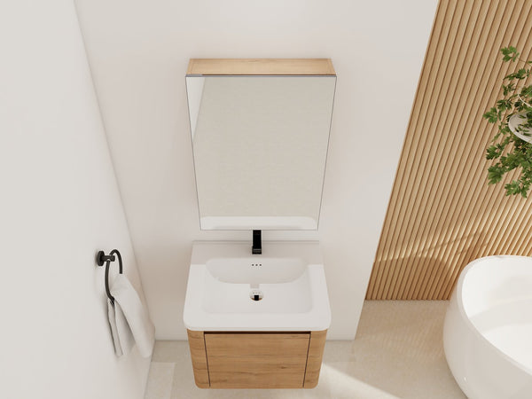 English Elm 20'' Wall Mounted Bathroom Medicine Cabinet with Mirror Adjustable Shelves Plywood W999P470282