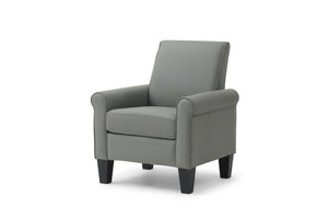 English Elm Vineland High Back Faux Leather Accent Chair with Tailored Piping for Modern Living Gray B078P497922