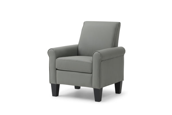 English Elm Vineland High Back Faux Leather Accent Chair with Tailored Piping for Modern Living Gray B078P497922