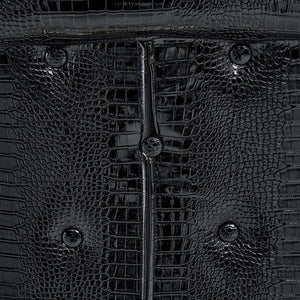 English Elm A Set of 2 Glam Faux Alligator Pvc Barstools with Crystal Buckle Detail Black W1512P491865