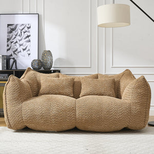 English Elm Soft Plush Foam Beanbag Chair for Two People, Square Recliner Sofa With Superfiber Comfort Embrace Coffee W1996P252275