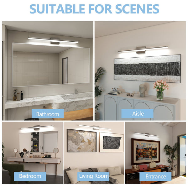 English Elm Modern Led Vanity Lights - 39In 24W Daylight White Chrome Fixtures For Stylish Bathroom Illumination W2312P374949