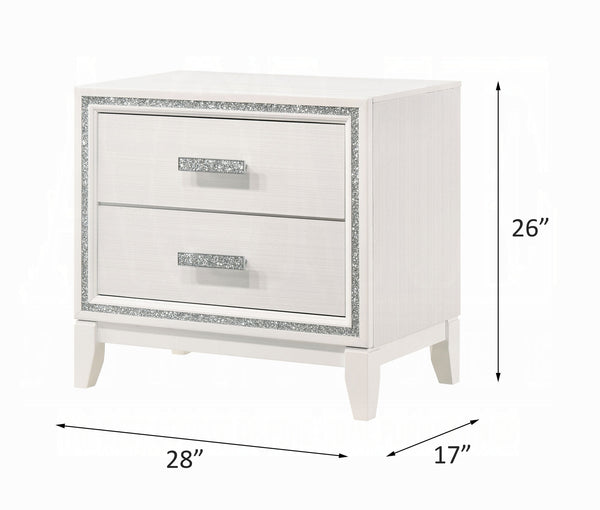 English Elm Contemporary Nightstand with Textured Finish and 2 Drawers — Modern Wooden Bedroom Storage, Easy Assembly White 20 L x 31 W x 26 H B2741P323098