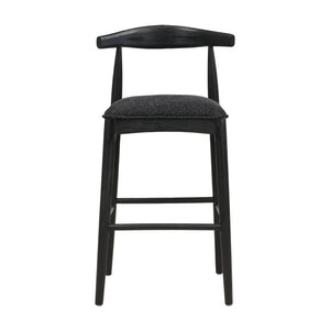 English Elm Christopher Knight Home® - BAR STOOL ladder-back farmhouse set of 2 with upholstered rubberwood seats, tapered legs, timeless charm Black N771P339893H