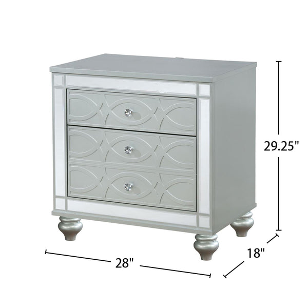 English Elm 2 Chic Two-Drawer Nightstand with Sparkling Acrylic Panels and Faceted Crystal Hardware for Glam Bedrooms Silver B016P255631