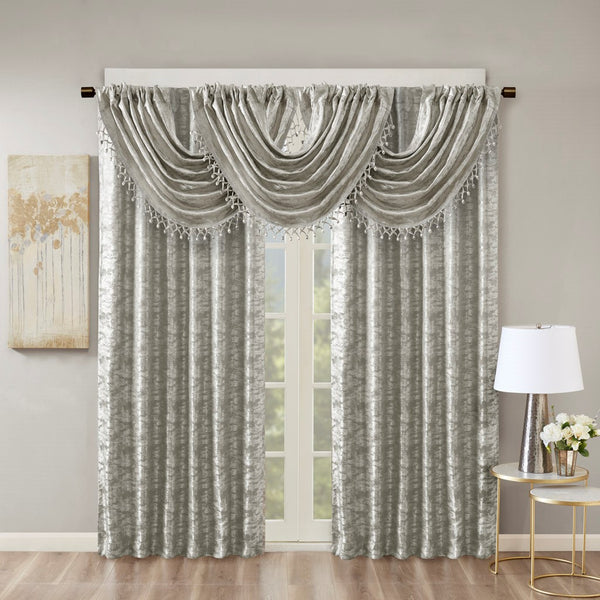 English Elm Jacquard SunSmart Cassius Total Blackout Curtain Panel with Marble Sheen, Noise-Reducing, Energy-Saving Privacy Grey+Silver 3.05 L x 10.63 W x 9.84 H B03599814