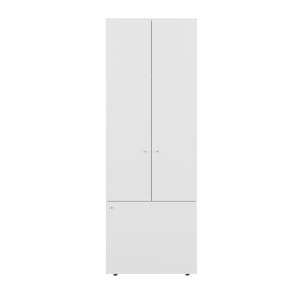 English Elm Home 3 Door Closet System with Shelves and Hanging Rod – Compact Engineered Wood Wardrobe for Small Spaces B200P350353