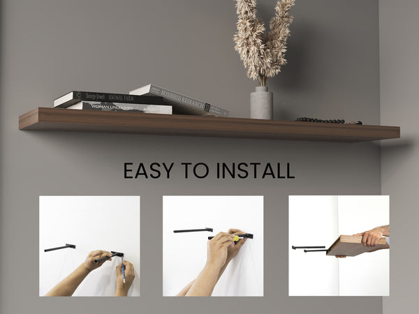 English Elm Ecco 47" Floating Shelves Set of 2 – Light Brown Matte Particle Board, Hidden Brackets, Sturdy Modern Display B200P368124