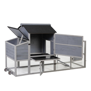 English Elm Portable Pinewood Chicken Coop with Nesting Box Run and Wheels for Backyard Flocks Gray W2181P356211