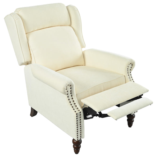 English Elm Christopher Knight Home® - 29.75" Push Back Recliner Chair with Wingback Design, Gourd Wooden Legs, Polyester Upholstery, Cozy Comfort Beige N763P201072A