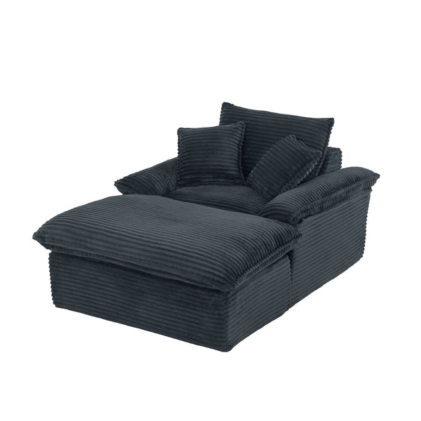 English Elm 51.97 modern cushioned compression single seat sofa with oversized footrest deep plush seating for comfort and support Dark Gray W3396P330953