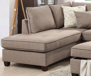 English Elm Beautiful 3-pcs Sectional Sofa with Reversible Chaise and Storage Ottoman Plush Summer Hues Comfort Mocha 76 L x 35 W x 16 H B011S01056