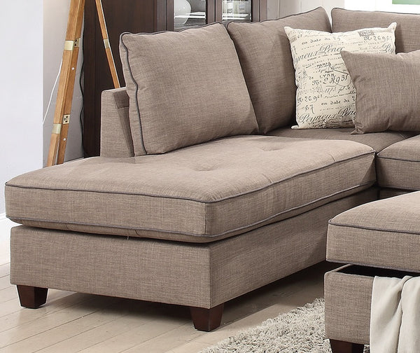 English Elm Beautiful 3-pcs Sectional Sofa with Reversible Chaise and Storage Ottoman Plush Summer Hues Comfort Mocha 76 L x 35 W x 16 H B011S01056