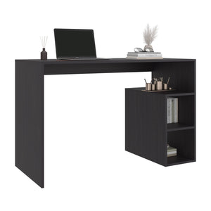 English Elm Star Writing Desk with Open Shelving Dark Wood Finish Compact Home Office Furniture Wenge B128P473976