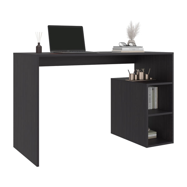 English Elm Star Writing Desk with Open Shelving Dark Wood Finish Compact Home Office Furniture Wenge B128P473976