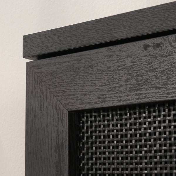 English Elm Hutch, Sleek Black Finish Modern Storage Solution With Adjustable Shelves And Open Display Space B356P402581