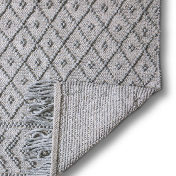English Elm Millow 6 x 9 Area Rug Silver Wool Blend Handwoven Geometric Pattern, 0.5" Thick, Knotted Fringe Overstock B136P188395