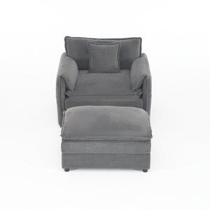 English Elm Oversized Chenille Lounge Chair with Detachable Ottoman Deep Cushioned Living Room Seat W3163S00069