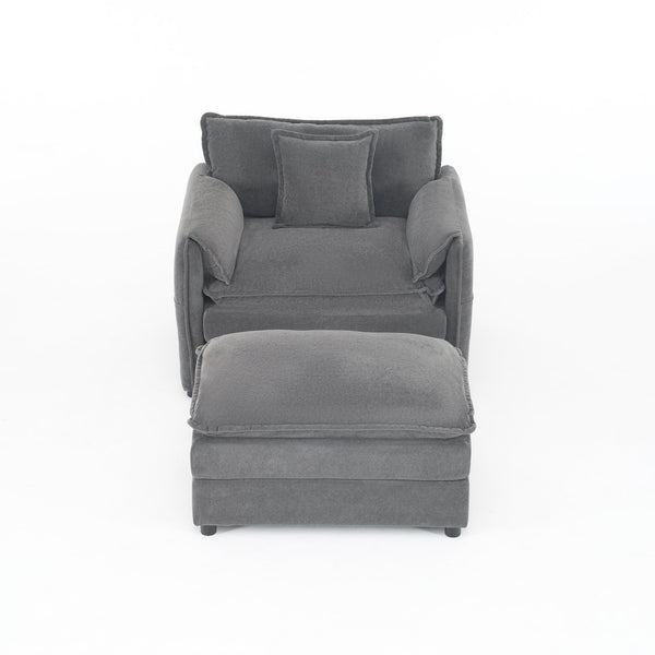 English Elm Oversized Chenille Lounge Chair with Detachable Ottoman Deep Cushioned Living Room Seat W3163S00069