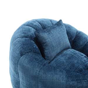 English Elm UNITED Cloud-Luxe Chenille Memory Foam Bean Bag Chair with Ottoman and Pillow for Ultimate Comfort Peacock Blue W1568P361694