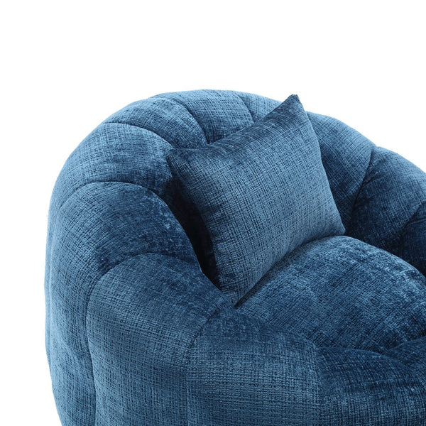 English Elm UNITED Cloud-Luxe Chenille Memory Foam Bean Bag Chair with Ottoman and Pillow for Ultimate Comfort Peacock Blue W1568P361694