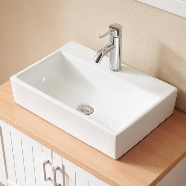 English Elm 20.6" Square Ceramic Vessel Sink Above Counter Basin for Contemporary Bathrooms W3151P266234