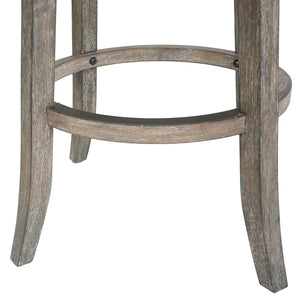 English Elm 31" Reclaimed Wood Barstool Woven Seagrass Seat Swivel Return for Kitchen Islands Gray B2751P436447