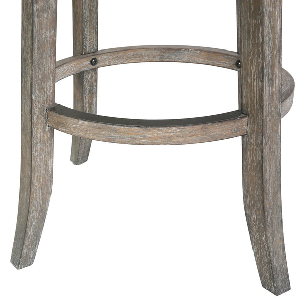 English Elm 31" Reclaimed Wood Barstool Woven Seagrass Seat Swivel Return for Kitchen Islands Gray B2751P436447