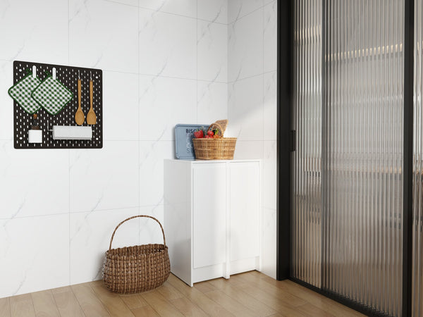 English Elm 24" Modular Plywood Storage Cabinet Glossy White Soft Close Doors for Bath or Kitchen W999S00519
